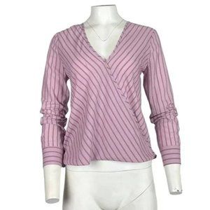 Bcbg Striped Blouse Pink Size S